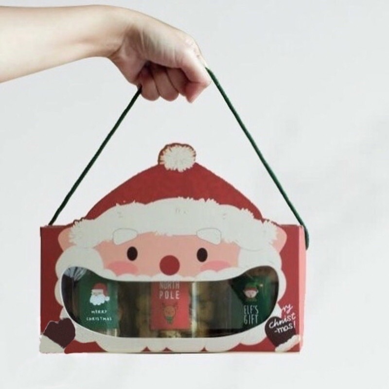 

(Min 5Pcs) Santa Christmas Hamper Long Roll Cake Box Handle - Kotak Kue Souvenir Natal Sinterklas