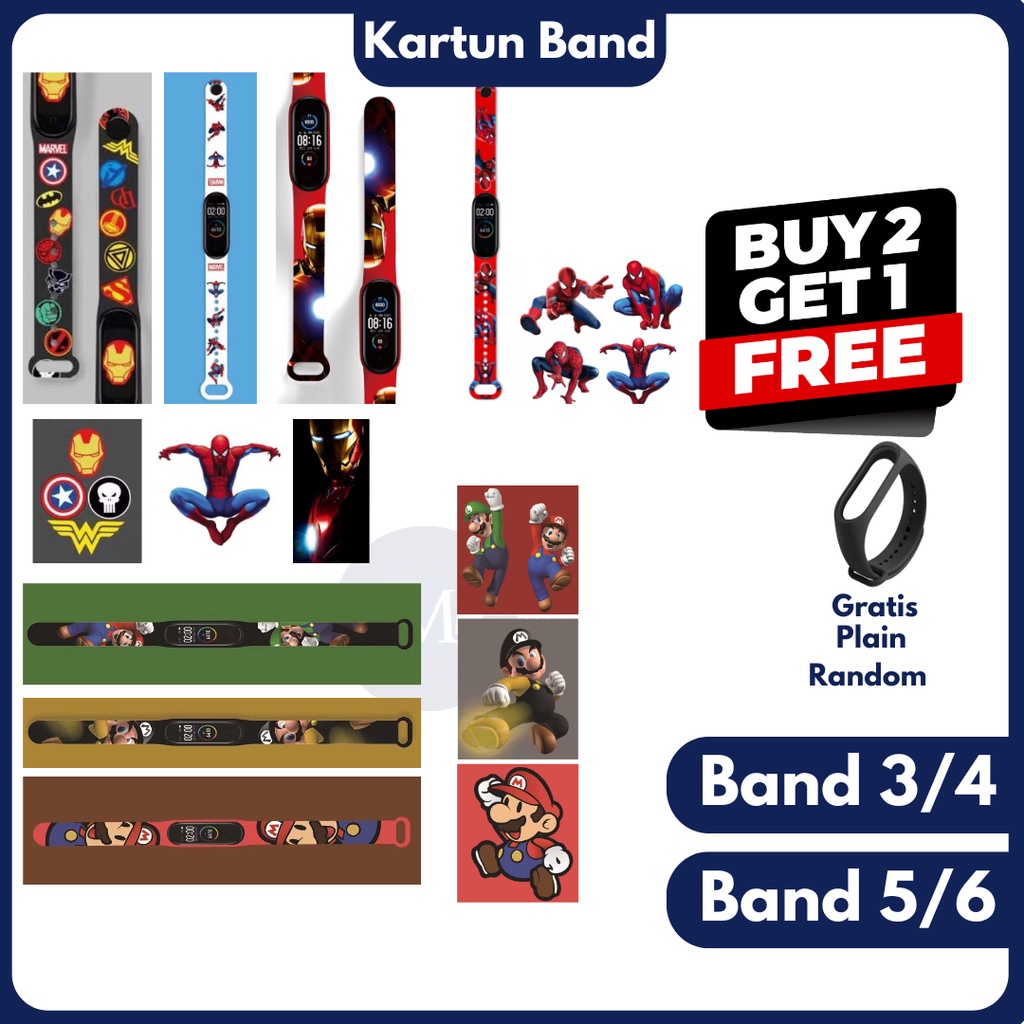 New Strap M Band 3 Band 4 Band 5 Band 6 Strap Silicone Tali Pengganti Xi M Band 3/4/5/6 Lucu Motif