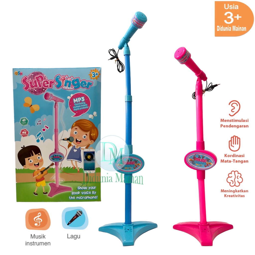 Mainan musik super singer microphone mic karaoke mp3 anak