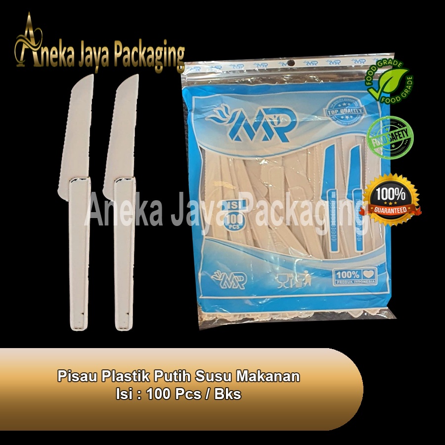 Pisau Plastik Kecil Panjang putih susu doff 100pcs Pisau Kue medan LK
