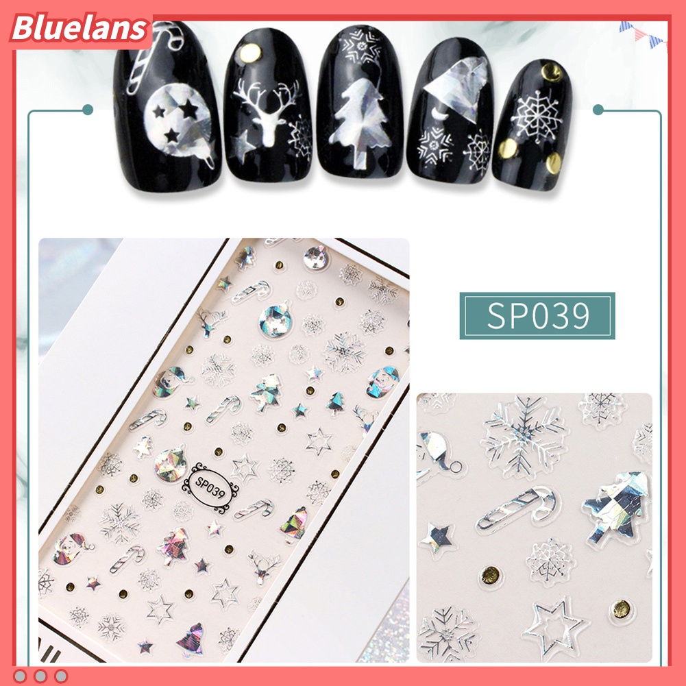 (In Stock) Kacamata Hitam Lensa Warna Warni ♡Stiker Kuku 3D Motif Snowflake / Bunga / Bintang Anti Air Untuk Dekorasi Nail Art