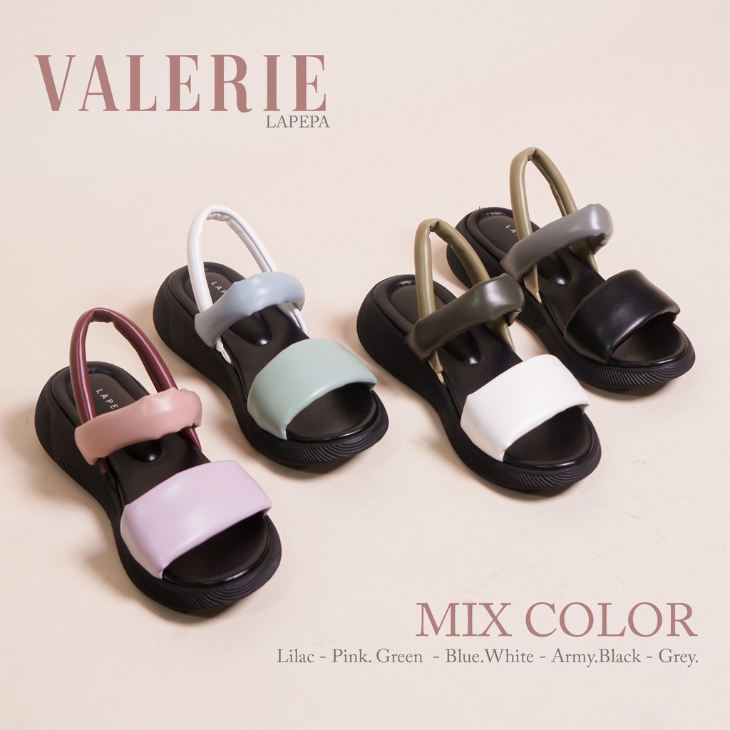 Adarastore - Lapepa VALERIE NEW COLOUR Sandal Casual Wanita Sendal Wedges Cewek Model Tali Belaknag Keknian