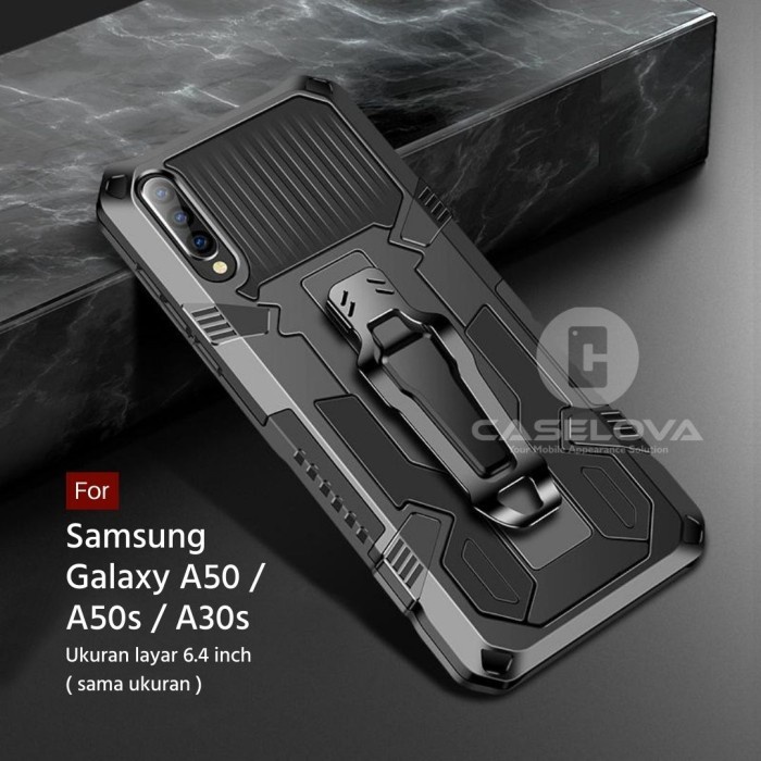 NEW Hard Case Samsung Galaxy A50 A50s A30s Rugged Armor Robotic Kickstand - Hitam