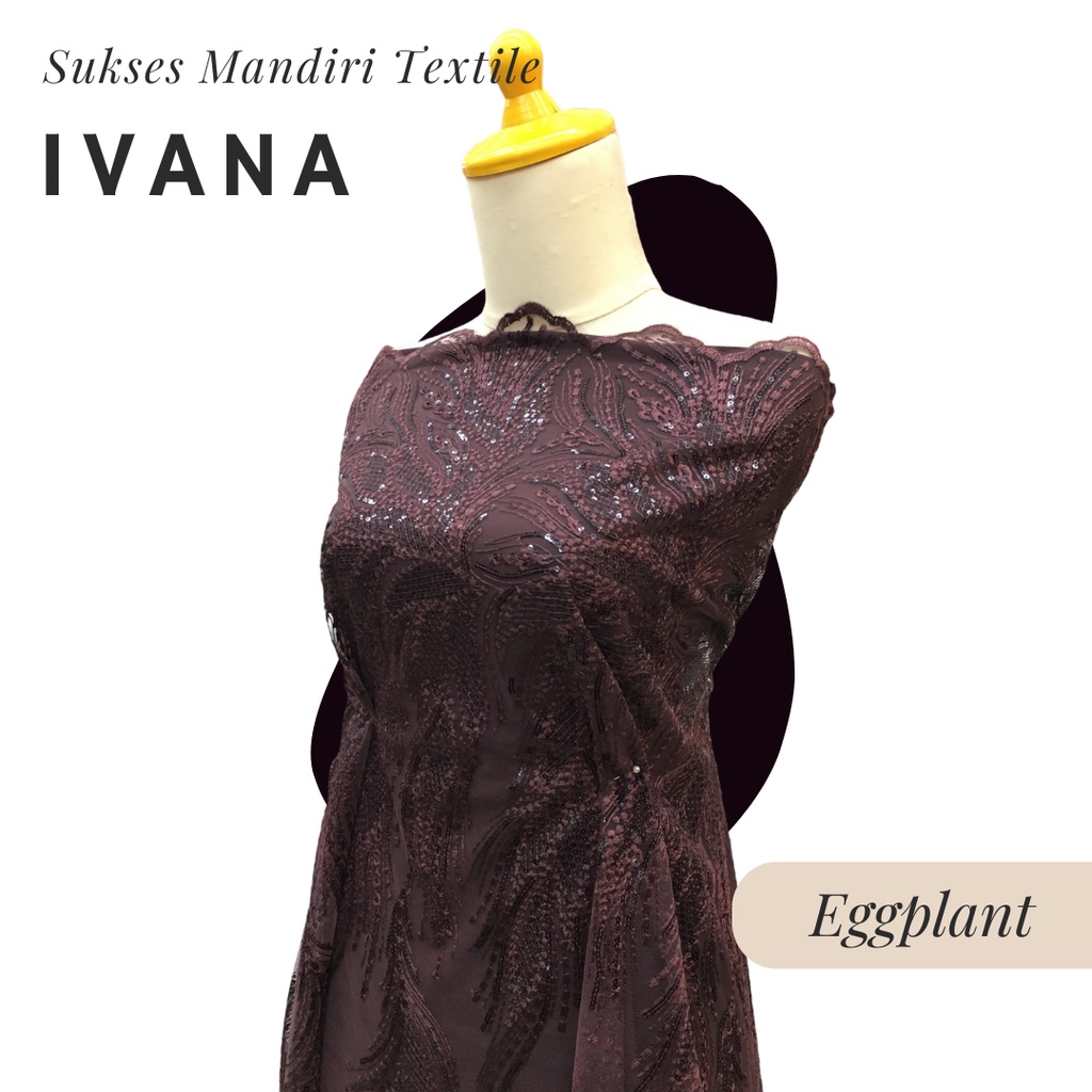 [IVANA] Brokat Brukat Tile Premium Mewah Warna Eggplant Ungu Gelap Terong | Harga ½ meter = 50 cm (B