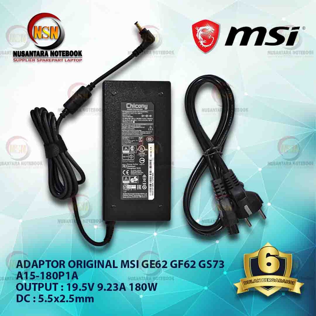 Adaptor Laptop Original MSI GE62 7RD A16-135P1B 19V 6.92A DC 5.5x2.5mm