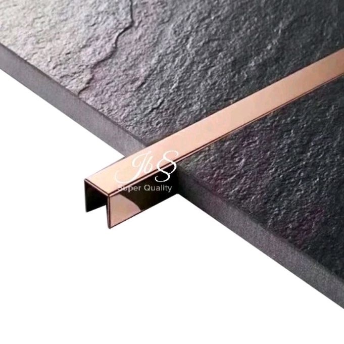 LIST U MIRROR ROSE GOLD 10×40×10 T : 0,8MM P : 3.050MM STAINLESS SS 201 - LIST U INTERIOR