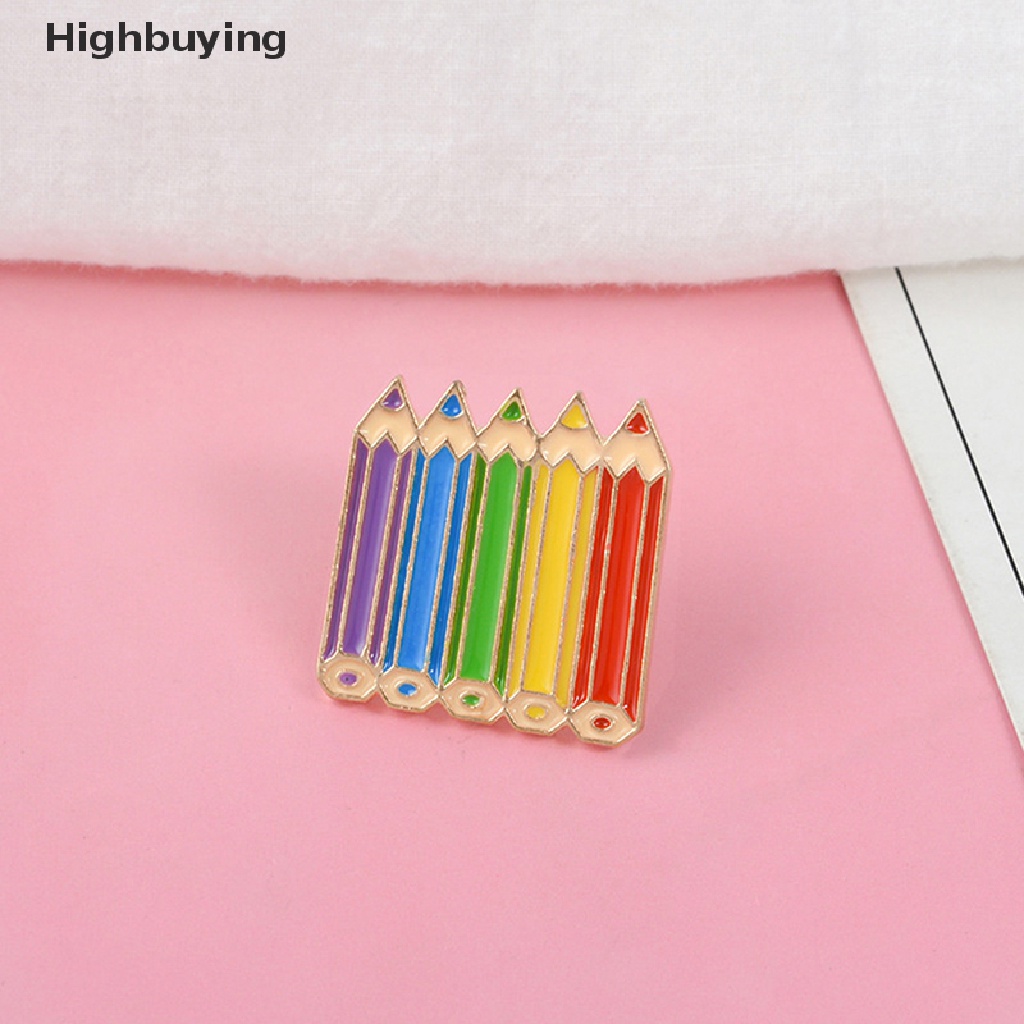 Bros pin Enamel Desain Kartun Pensil Warna Untuk Kerah Kemeja Denim Glory