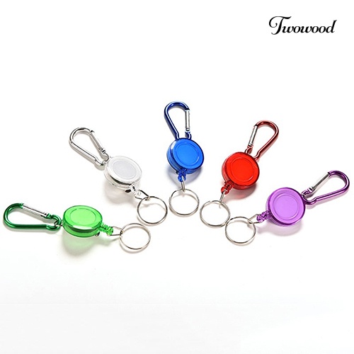 Twowood 1Pc Gantungan Kunci Carabiner Dengan Strap Retractable Warna Warni