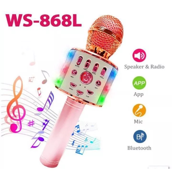 Mic Bluetooth WS-868L / Microphone Smule Wireless Karaoke Portable Good Quality