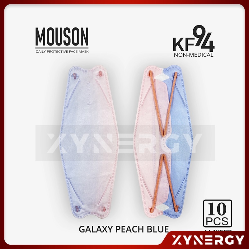 Masker Mouson KF94 Motif Galaxy Peach Blue 4 ply isi 10 Masker Non Medis Sekali Pakai