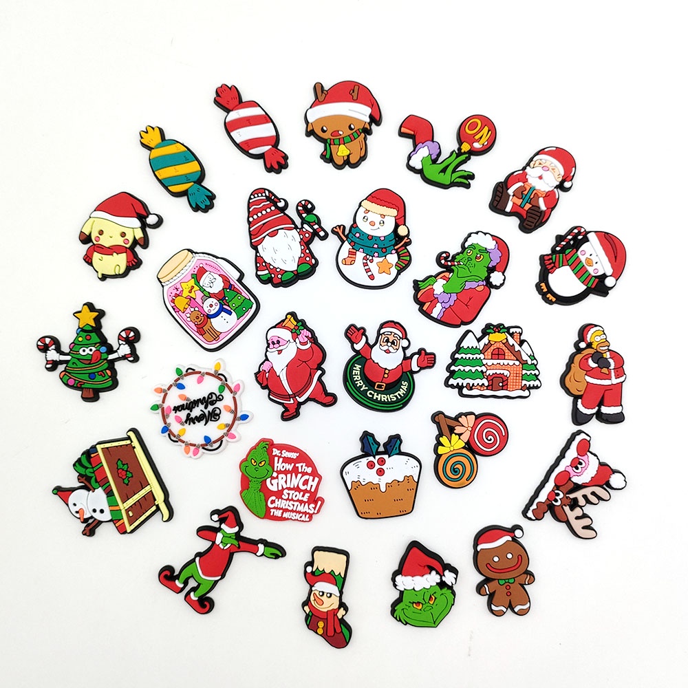 26pcs / set Charms Sepatu Natal Bahan PVC Untuk Dekorasi Gelang