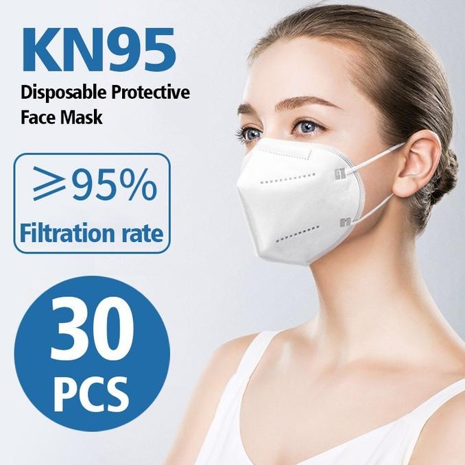 isi 30 pcs Masker KN95 PM2.5 Earloop 4Ply 4 ply filter 95% setara n95 25-heymart Kualitas Baik