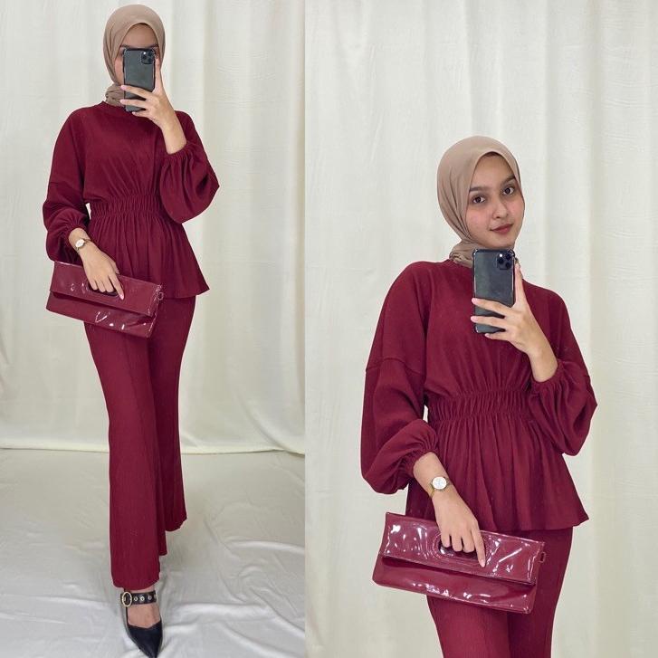 Disc Xtra--NENCY SET BAHAN PLEATS IMPORT / SETELAN BESTSELLER / ONE SET PREMIUM TERMURAH