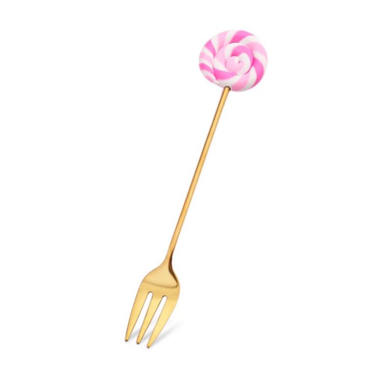 CUTE TEA SPOON FORK SENDOK TEH DESSERT MINI GOLD STAINLESS PREMIUM