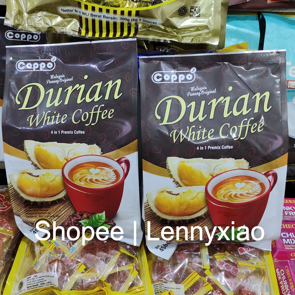 

Kopi Durian Coppo White Coffee Malaysia Penang Original Import Premix 4 in 1 Terbaik
