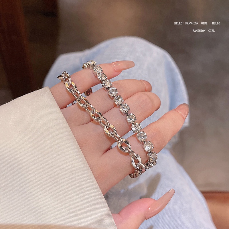 Perhiasan Gelang Tangan Lapis Ganda Aksen Berlian