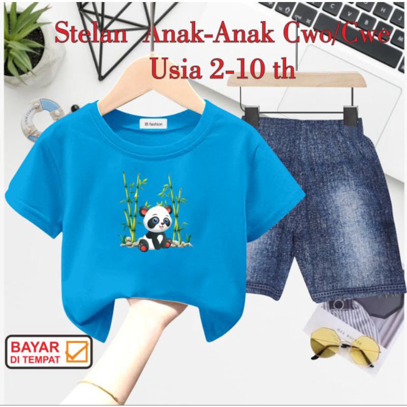 ((IB))SETELAN ANAK2 UNISEX SEMI JEANS/PANDA DIGITAL SABLON
