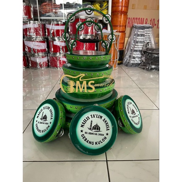 Rebana Qasidah Lasqi Marmer susun isi 8 (Bisa Custom warna dan nama Group)