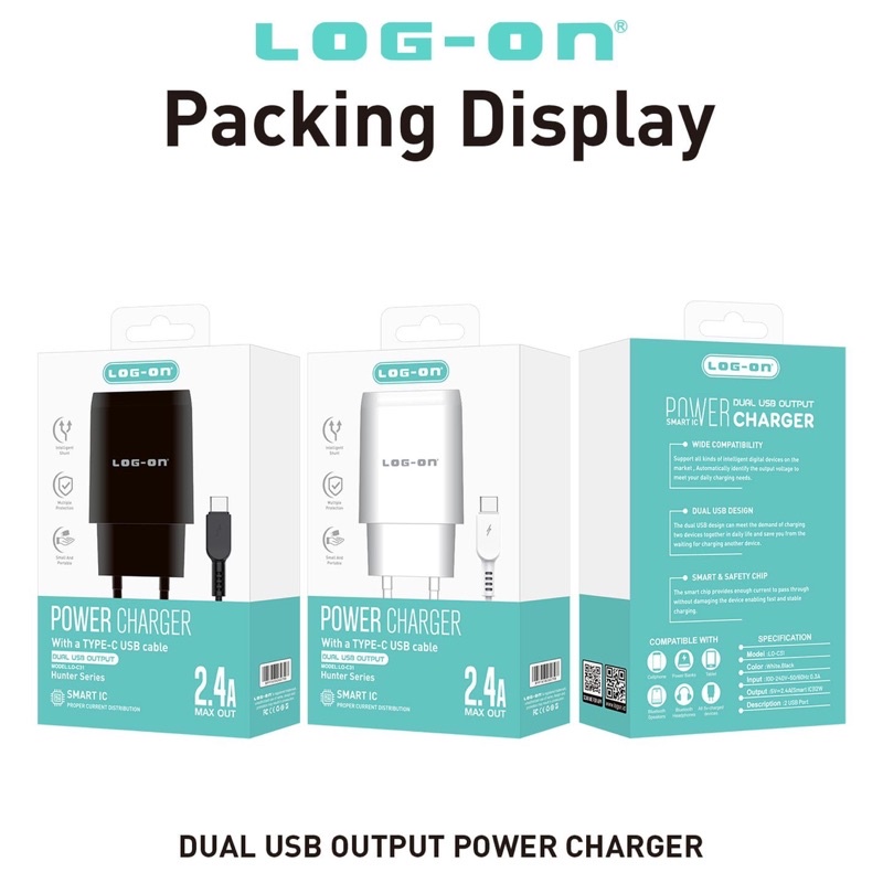 CHARGER LOGON Lo-C31 TYPE C Quick Charge 2USB 2.4A SMART IC