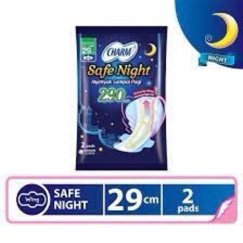 Charm Safe Night 29cm Sachet - Pembalut
