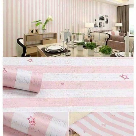 Wallpaper Sticker Motif Salur Pink Bintang 8M