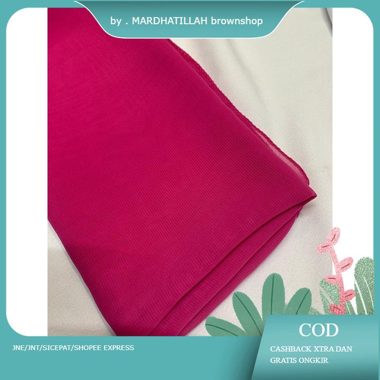 kerudung jilbab / hijab segi empat BELLA SQUARE bahan pollycotton premium jahit tepi neci warna pink