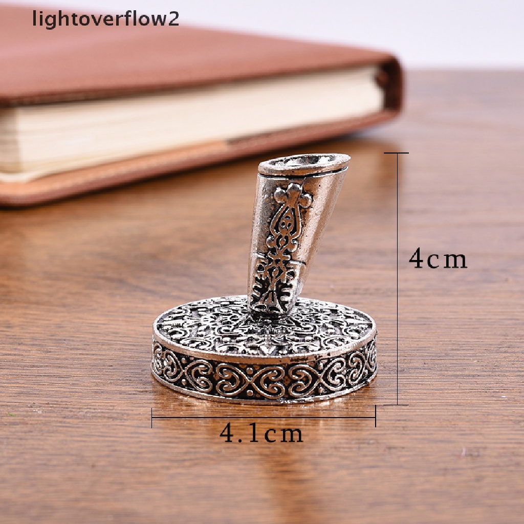 (lightoverflow2) Stand Holder Pena / Pulpen / Pensil / Alat Tulis Bahan Metal Desain Bulu Gaya Eropa / Vintage