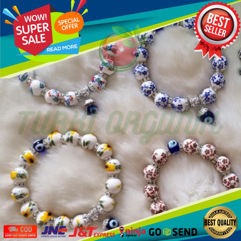 GELANG KERAMIK ASLI TURKI 100% GELANG MATA BIRU (BLUE EYES) ORIGINAL TURKEY | GELANG NAZAR BONCUK CANTIK ORIGINAL TURKIYE