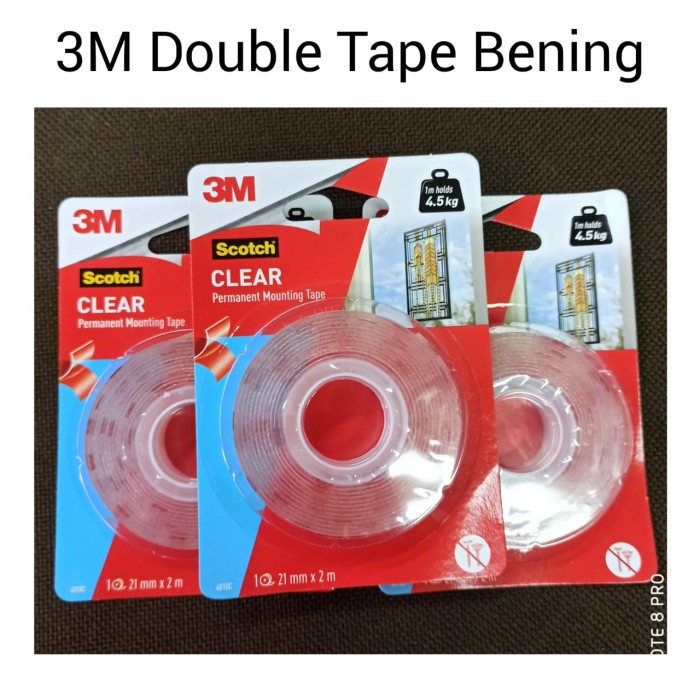 Lem Double Tape 3M Outdoor Transparan/Tape Bening/ Double Tape Super Kuat