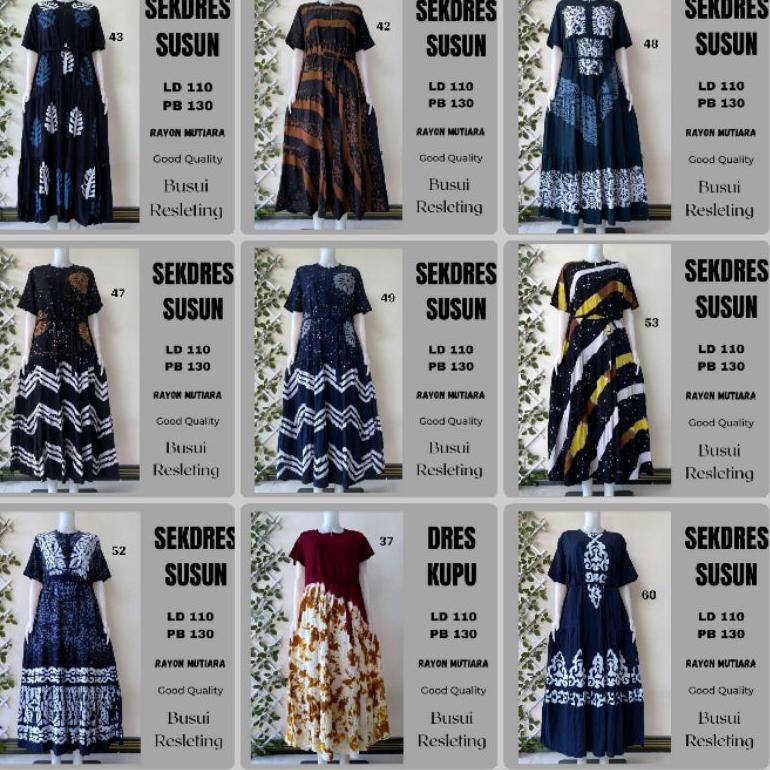 Sekdress susun real picture rayon mutiara resleting batik cap [LCA.18Oc22n]