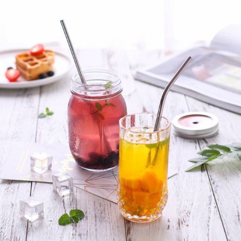 Set Sedotan Stainless Anti Karat Reusable Stainless Straw Set Pipet Stainless Sedotan Stainless Sedotan Food Grade Sedotan anti karat pipet anti karat