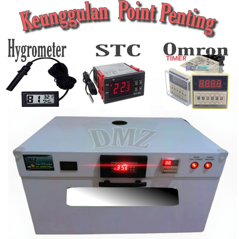 "DMZ" Mesin Penetas Telur Ayam Full Otomatis (Timer Omron) Kapasitas-60 Butir