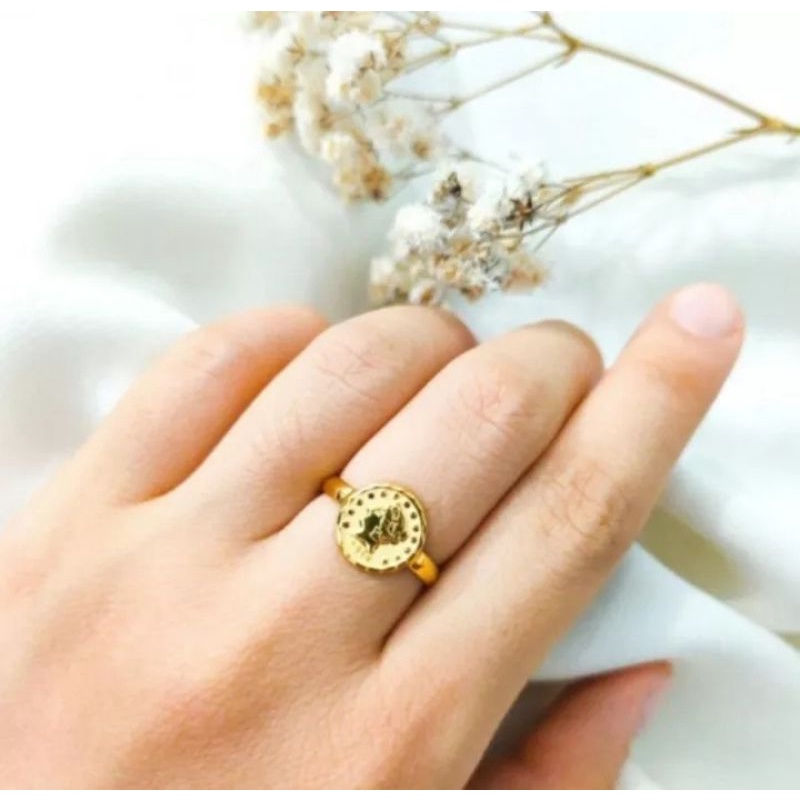 Cincin Koin Dollar Koleksi Josean Elegant Hadiah Kekasih Emas Asli