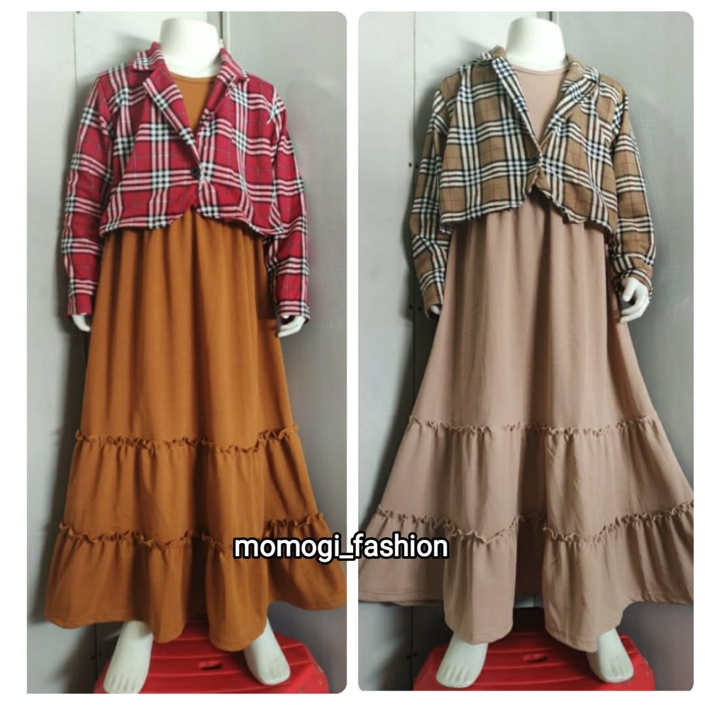 MOMOGI- SET GAMIS ANAK BLAZER 2 IN 1 (Inner dan Outer) /RESTOCK BEST SELLER / Usia 5th-10th