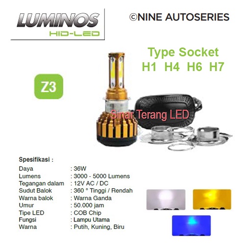 LUMINOS Z3 LAMPU LED H6 H4 H7 BISA 3 WARNA UNTUK SEMUA MOTOR