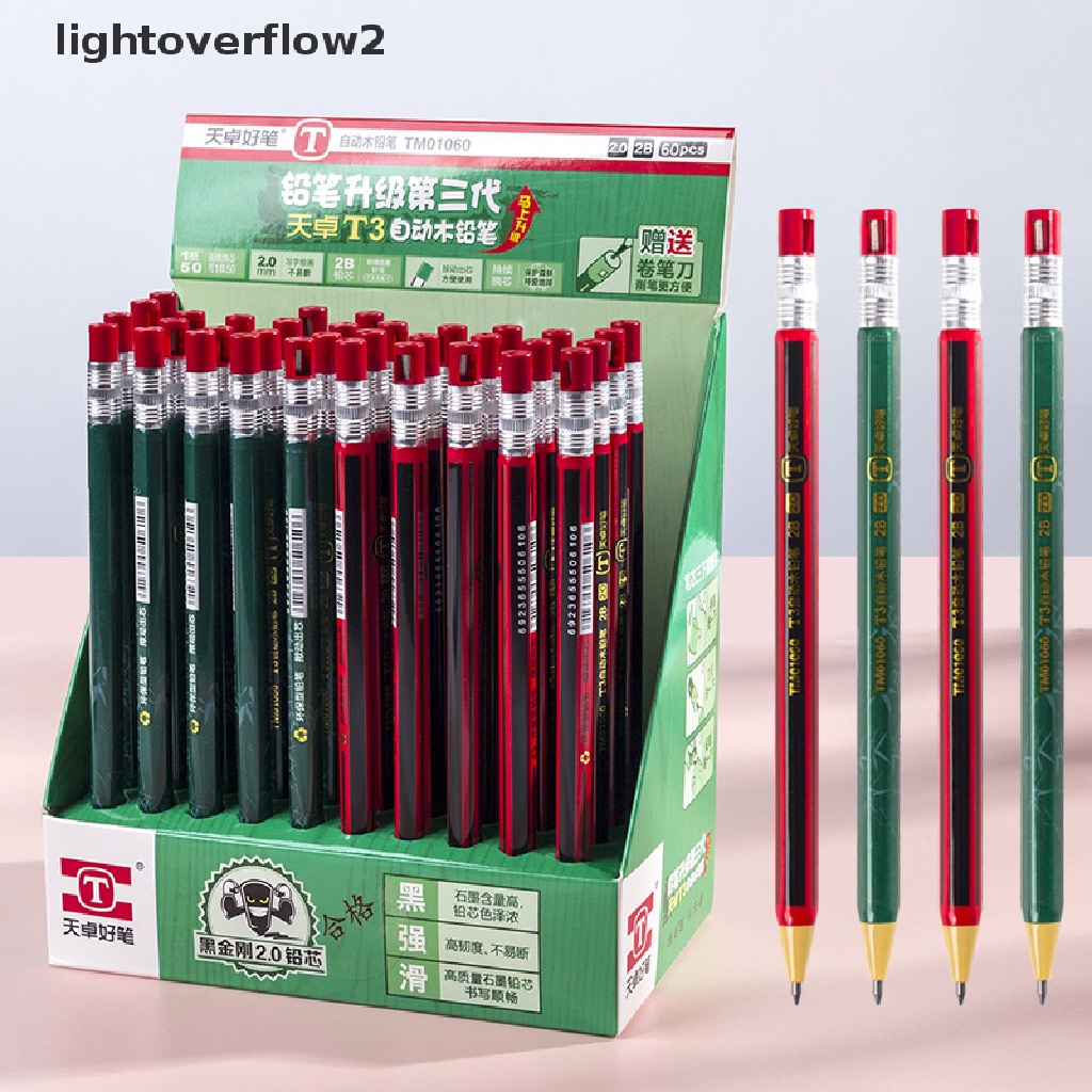 (lightoverflow2) 1 Set Pensil Mekanik 2.0mm Dengan Refill Untuk Menulis / Sketsa