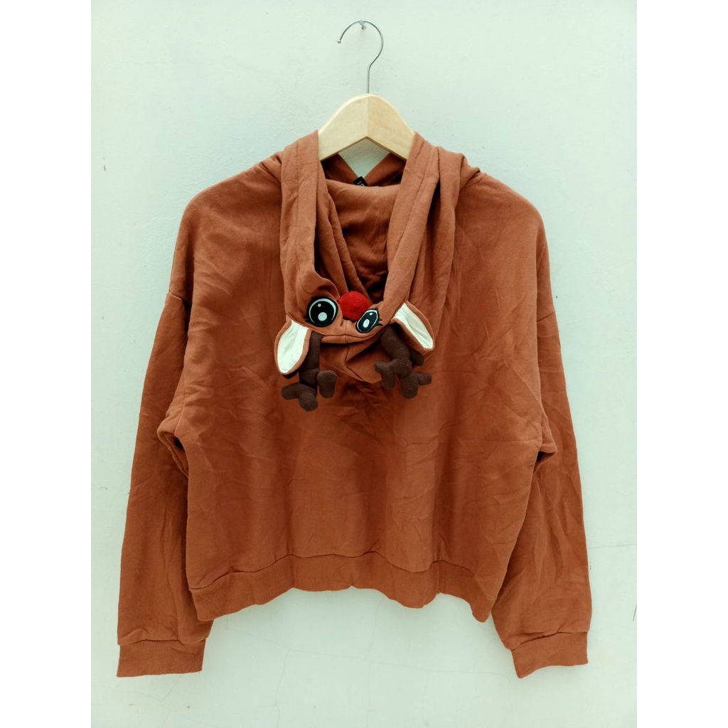 Hoodie HNM Rusa coklat  croptop Full Tag bekas Second Thrift Preloved nominus