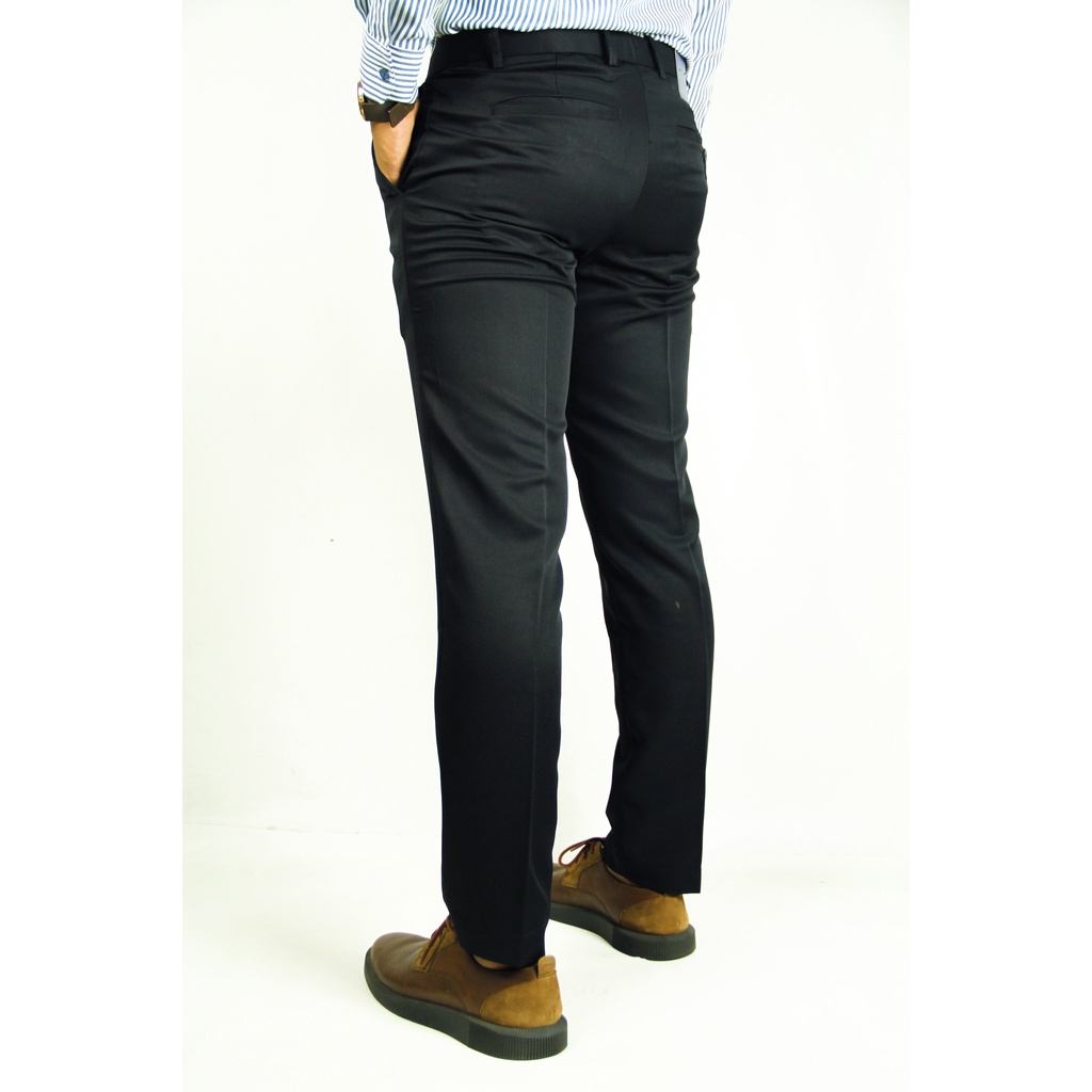 Celana Kerja Pria Formal Hitam Slim Fit & Reguler Bruno Rigari Hitam Celana Bahan Katun