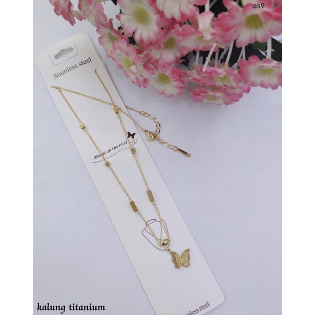 kalung wanita asli titanium liontin kupu-kupu terlaris / kalung titanium wanita
