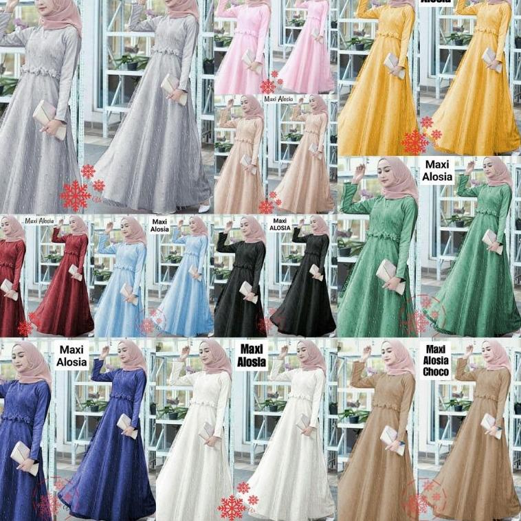 MX MAXY ALOSIA/ DRESS TILE MUTIARA BUNGA /MAXI DRESS CANTIK/ GAMIS TILE BRUKAT/ DRES PESTA MUSLIMAH 