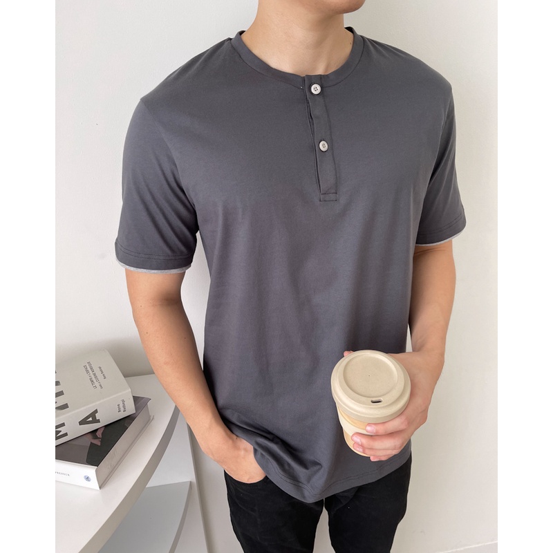 Kadaka MT-0153 Tshirt Pria Kaos Detail Kancing Variasi Sleeve Comfy