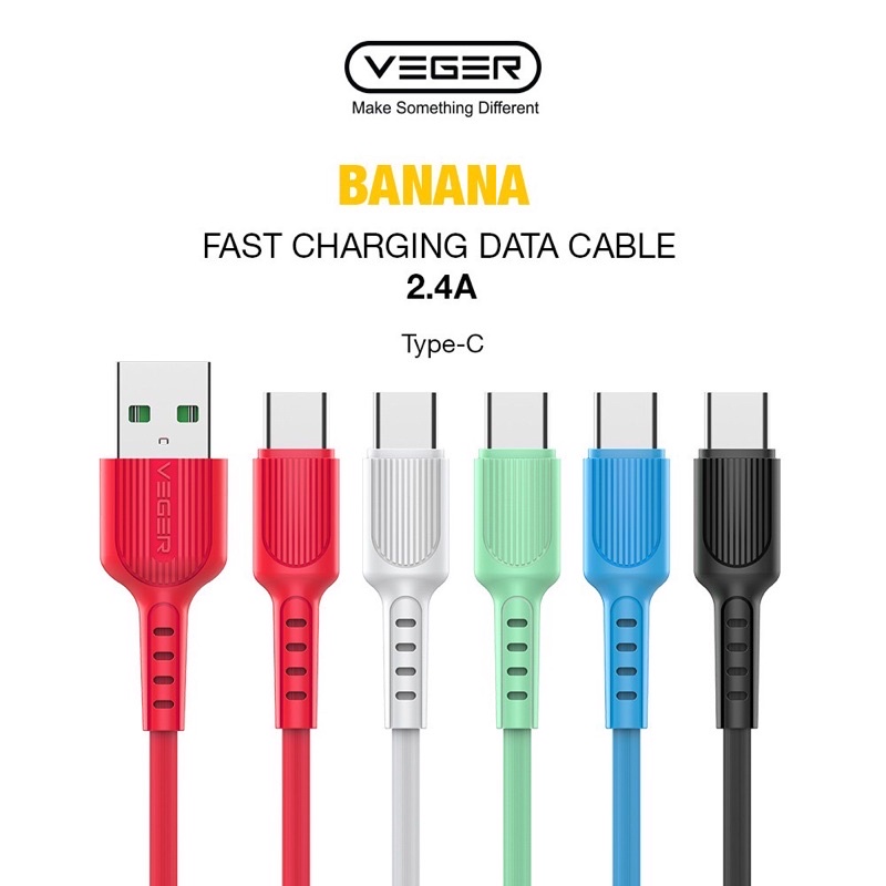 KABEL DATA VEGER BANANA TIPE C USB SUPPORT QUALCOMM 3.0