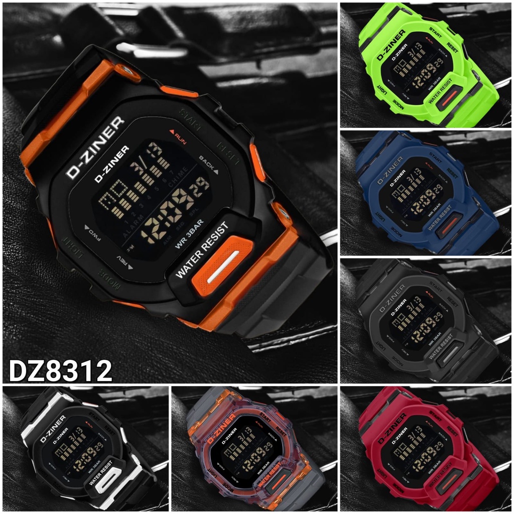 JAM TANGAN PRIA DZINER 8312 DIGITAL TALI WARNA RUBBER original 1th