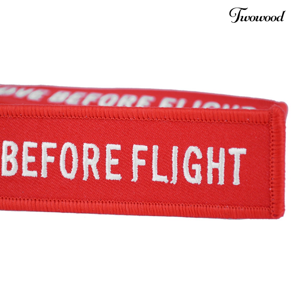 Twowood Gantungan Kunci Bordir Tulisan Remove Before Flight Untuk Dekorasi Tas