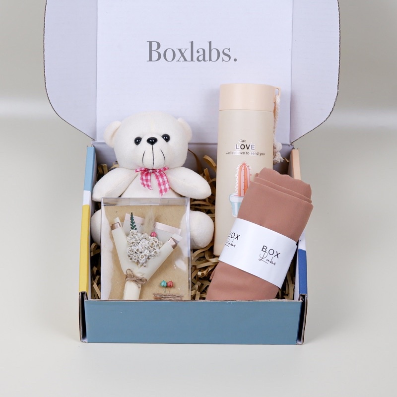 BOXLABS - Hampers Kado Kerudung Phasmina | Hampers Kado Ulang Tahun Cewek | Kado Wisuda Cewek Lengkap