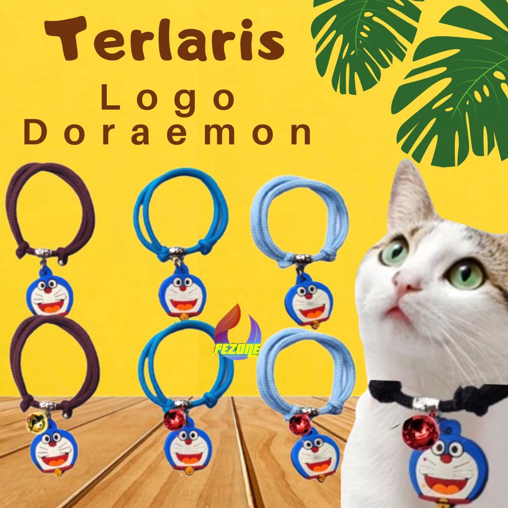 Doraemon Cat Collar With Bell 14mm Kalung Kucing Kerincingan Lonceng FEZONE