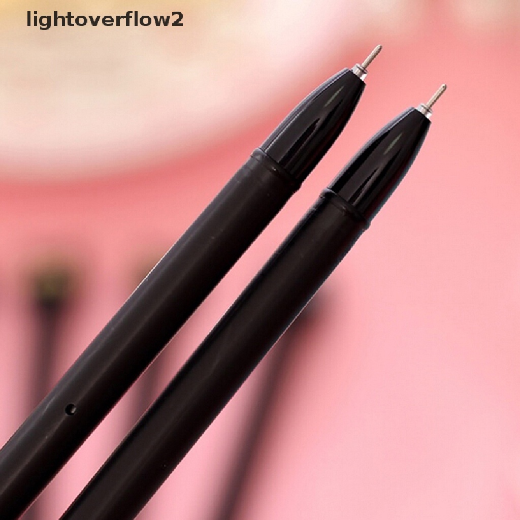 (lightoverflow2) 4pcs Pulpen Gel 0.5mm Bentuk Kucing Hitam Untuk Sekolah