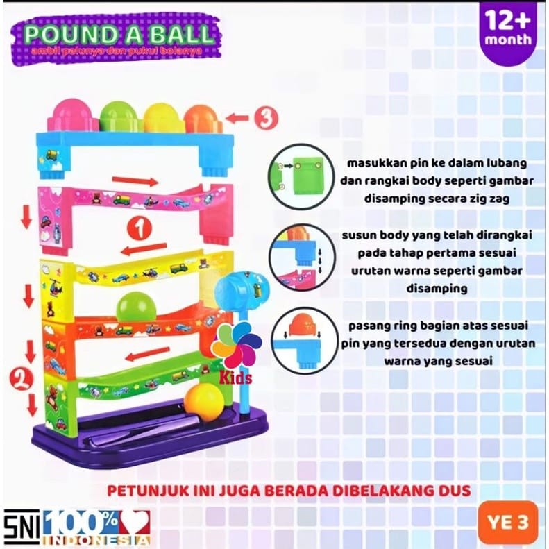 TERLARIS - Mainan Bayi Hammer Pukul Seluncuran Bola Edukasi Pound A Ball YE3 - MAINAN MONOTORING ANAK//MAINAN EDUKASI ANAK//BABY TOYS//KADO MAINAN ANAK//MAINAN BABY