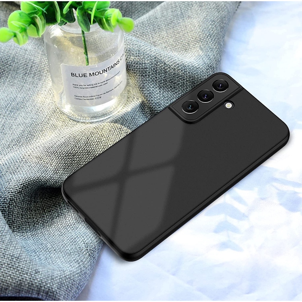 Liquid Silicone Case SAMSUNG S23 S22 Plus S21 S20 Ultra S9 S8 S9+ S8+ S22+ S21+ S20+ S21Fe S20FE Ultra Silikon Casing Full Cover Body Screen Camera Protective Shockproof Slim Phone TPU Anti Scratch Soft Microfiber Lining Black Hitam Tipis Galaxy s 5G FE