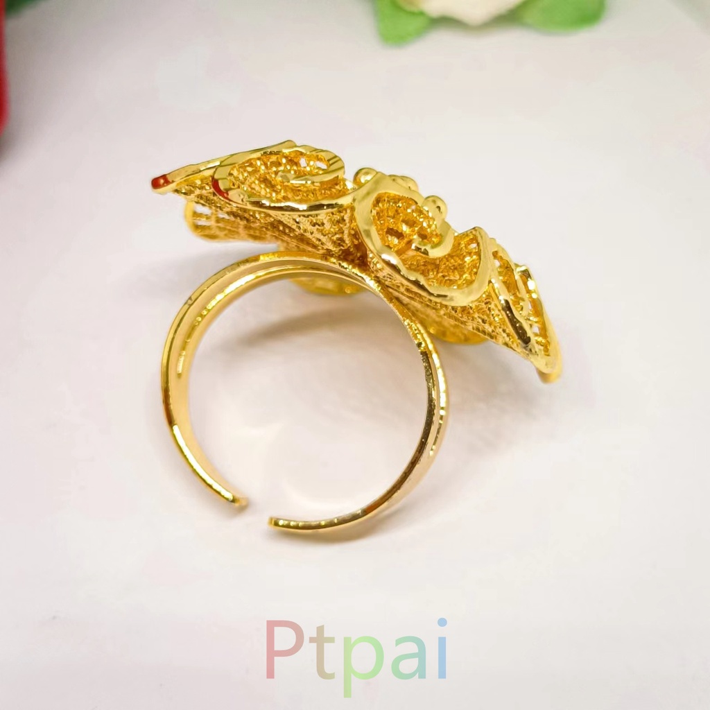 satu set gelang kendari+kalung+cincin gold 24K perhiasan hadiah bunga fashion dubai xuping terbaru